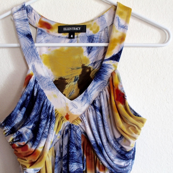 ELLEN TRACY V-NECK FLORAL SLEEVELESS DRESS SZ 4 - Picture 4 of 5